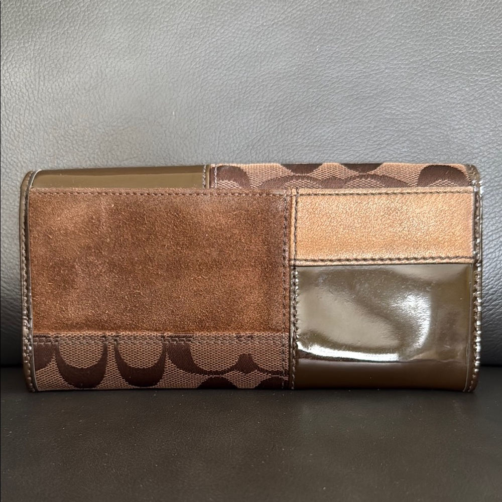 Coach Choco Brown Bronze Patchwork Wallet - image 2